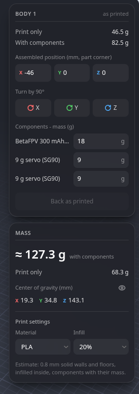 Mass and center of gravity